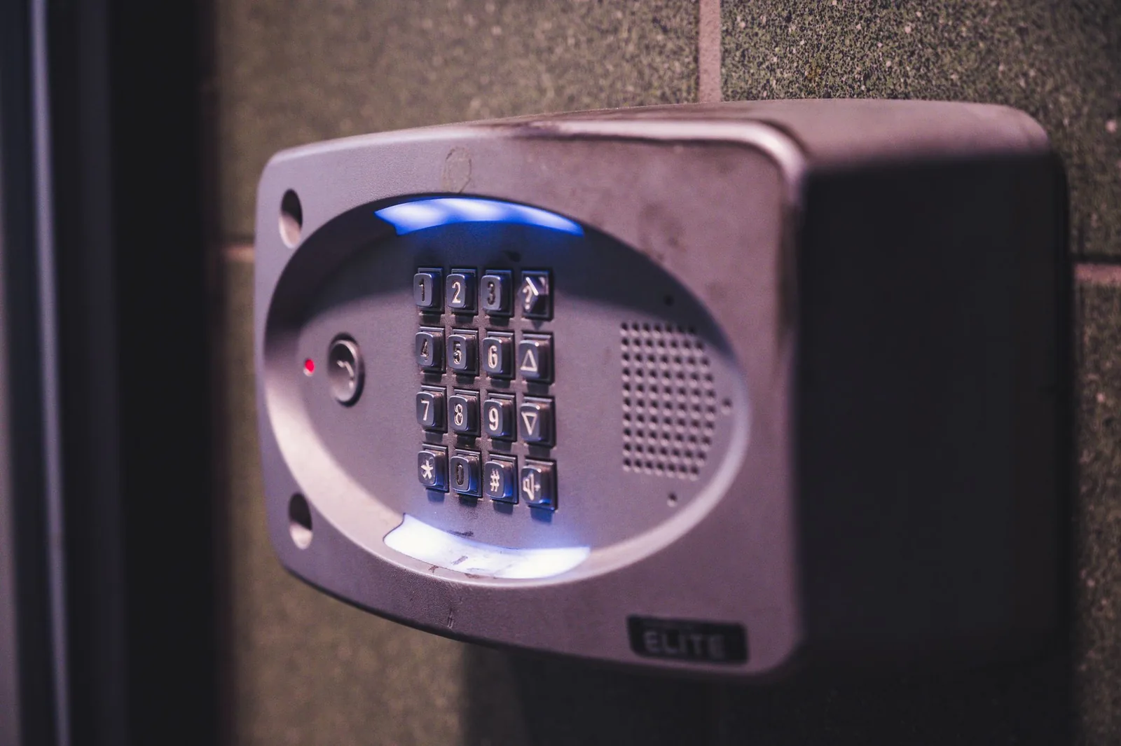 Keypad entry station on a wall