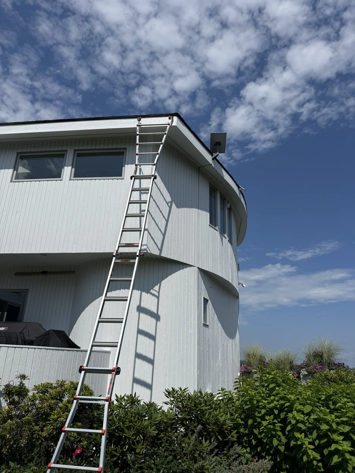 Ladder set for a Starlink roof install