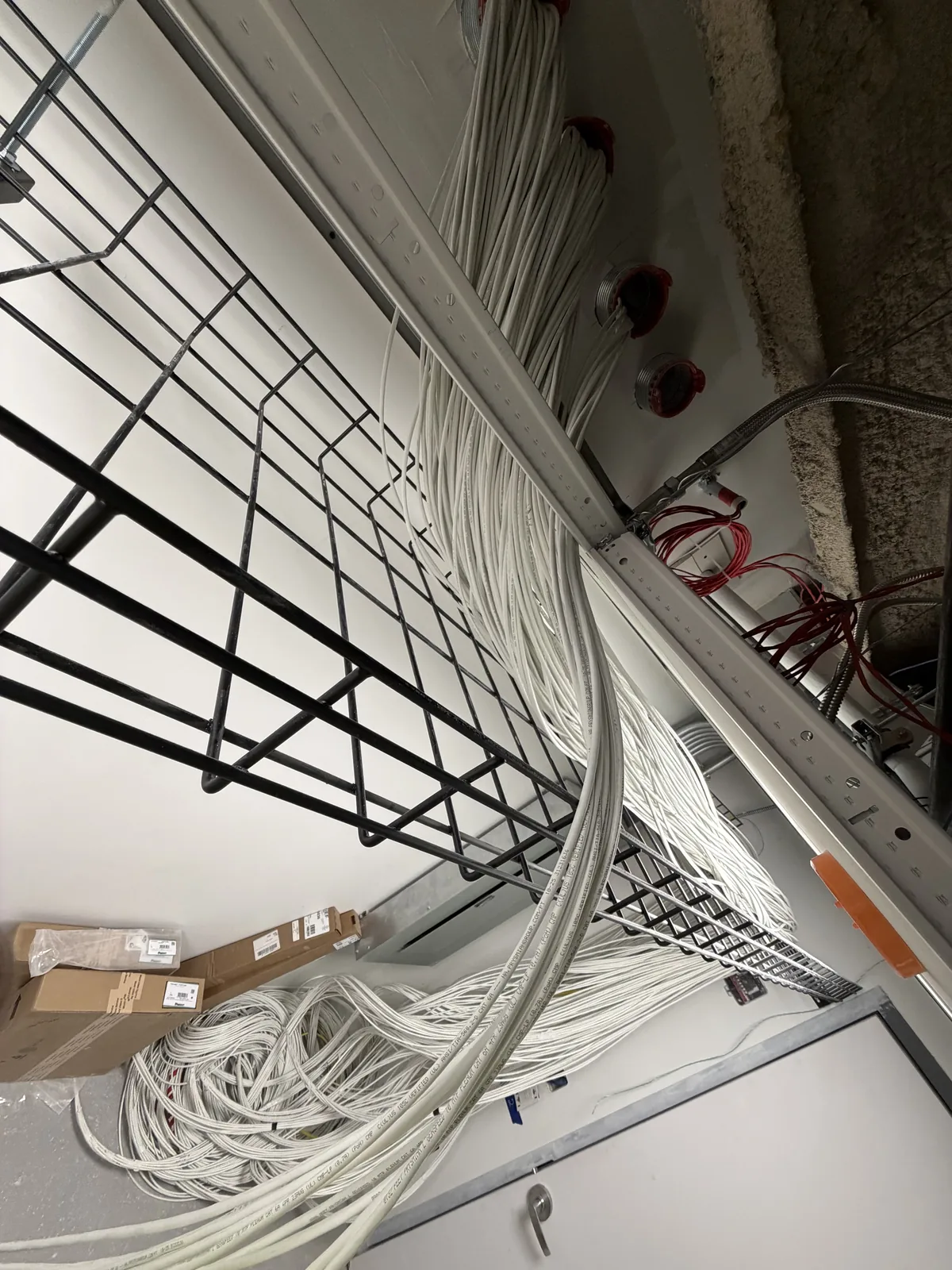 Cable bundles on a ladder rack