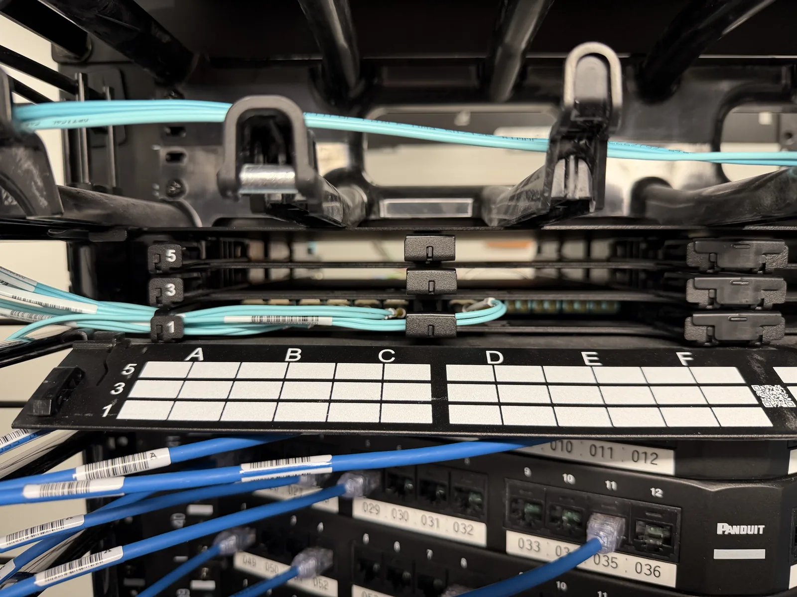 Top view of dressed patch panels